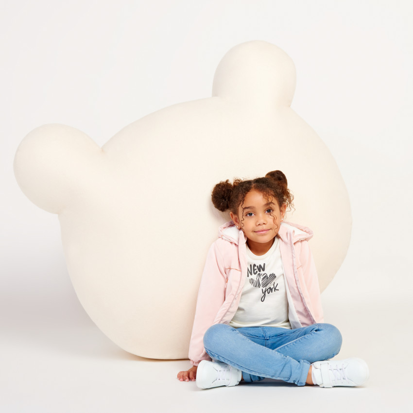 Cortavientos de ripstop liso con forro de sherpa para niña 