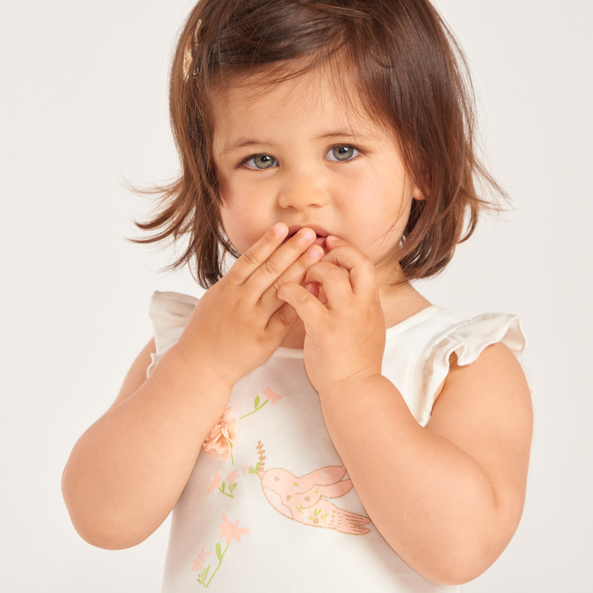 Robe de rayures à manches courtes 2 en 1 pour bébé fille 