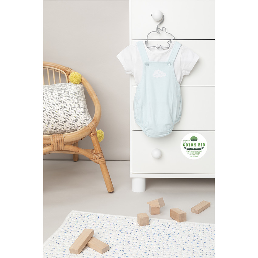 Conjunto camiseta manga corta y peto azul 