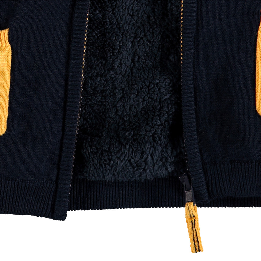 Chaqueta de punto bicolor forro sherpa 