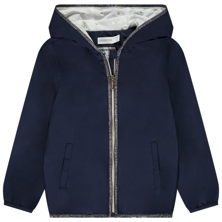 Chaqueta cortavientos lisa con forro estampado para niña 