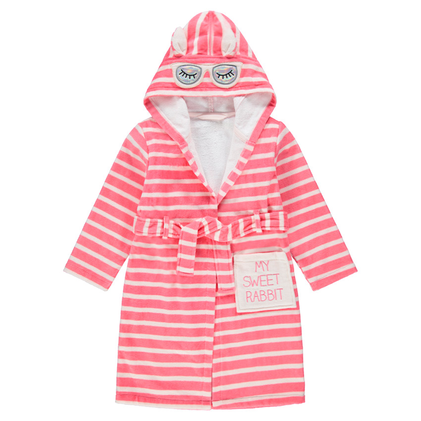 Albornoz de rizo de rayas all over con orejas y gafas estampadas 