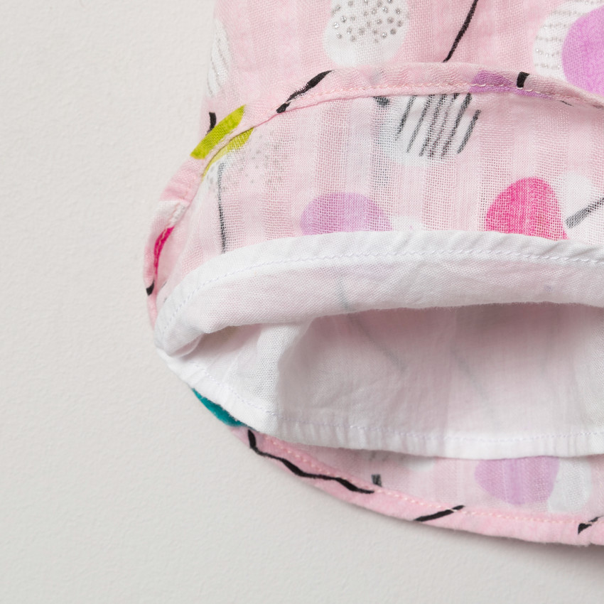 Vestido manga corta con volantes estampado cerezas all-over 