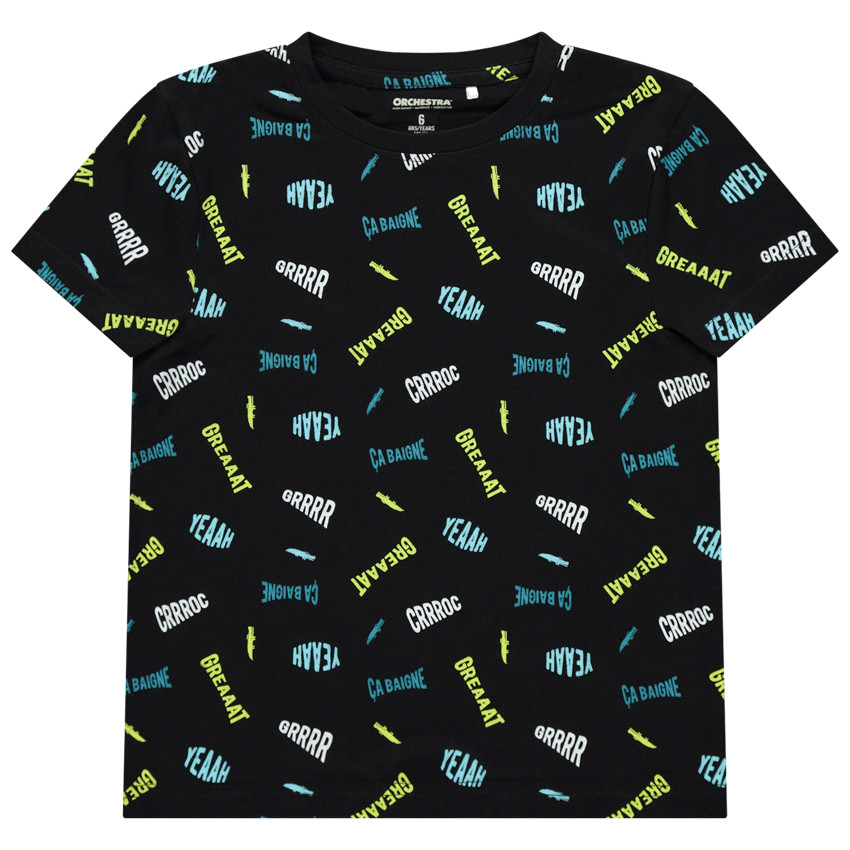 T-shirt manches courtes à textes colorés all-over  Additional T-shirt manches courtes à textes colorés all-over