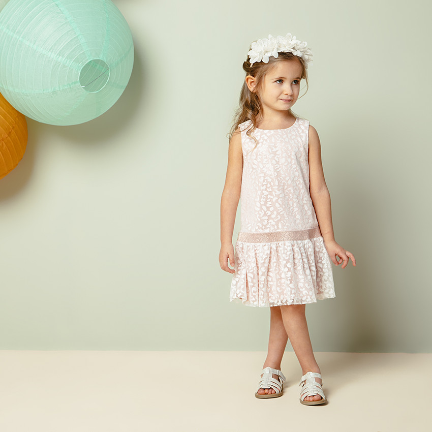 Robe de cérémonie sans manches en tulle motif léopard 