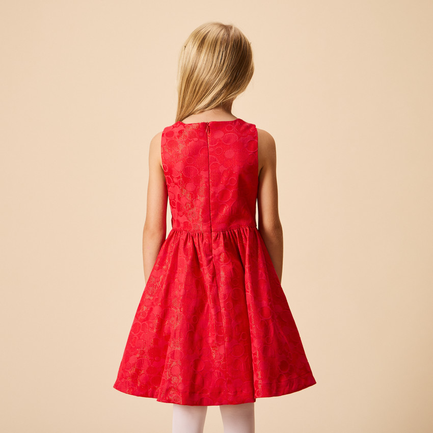 Vestido de fiesta sin mangas con motivos jacquard iridiscentes para niña 