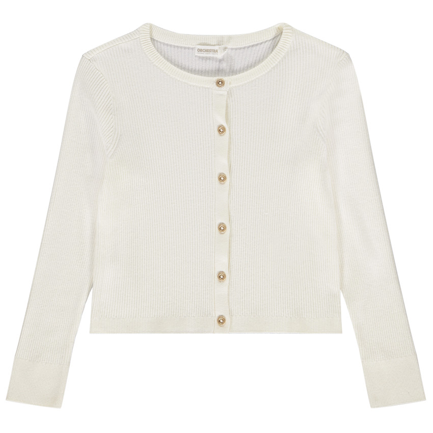 Chaleco de punto acanalado de manga larga para niña 