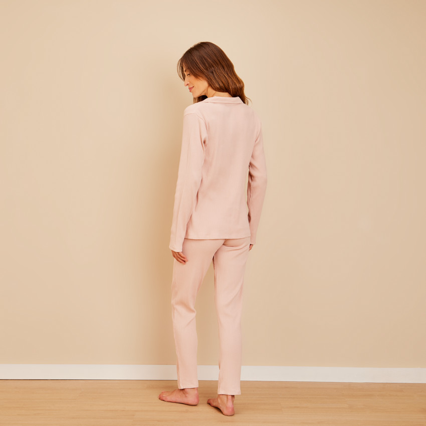 Pantalon de pyjama en rib pointelle de grossesse 