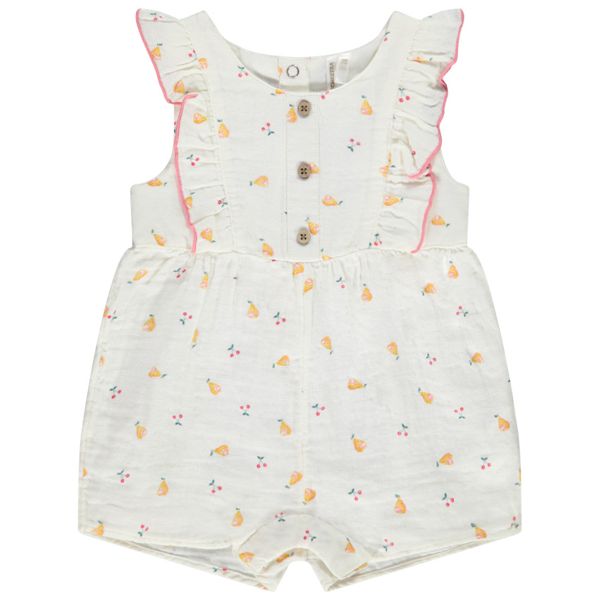 Pelele corto de gasa de algodón con estampado de frutas para niña 