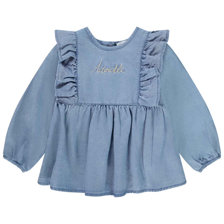 Túnica de manga larga efecto vaquero para bebé niña 