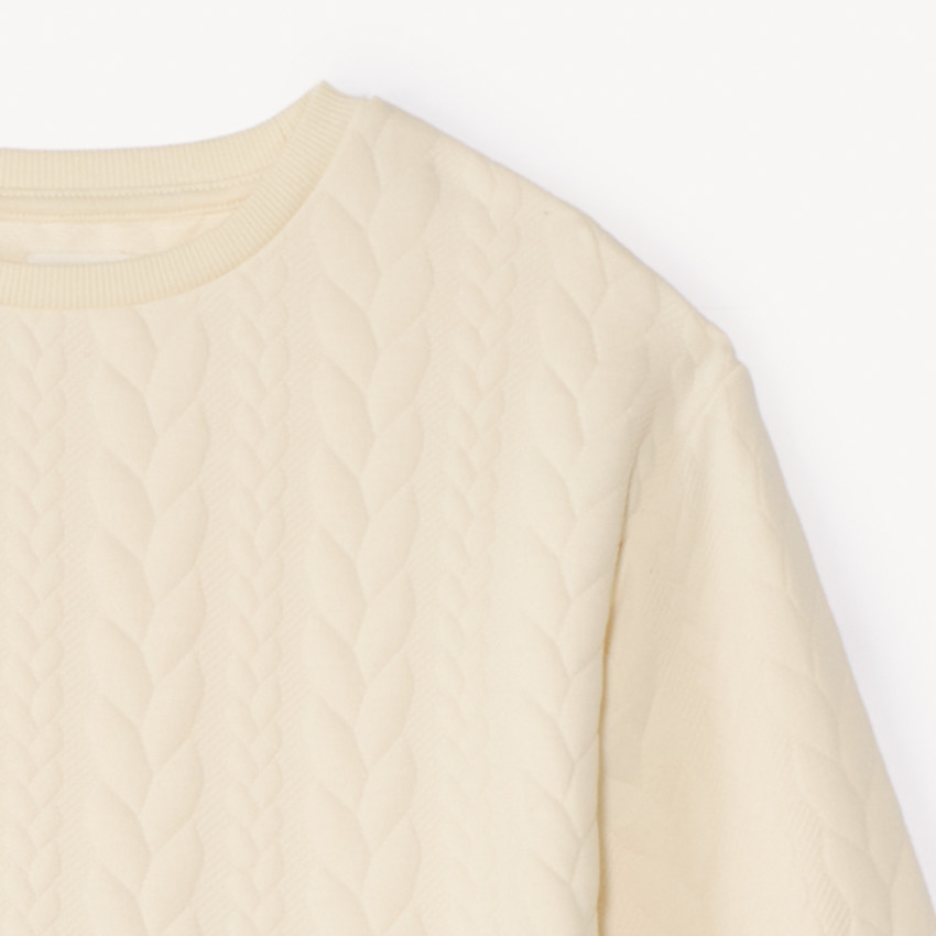 Conjunto de chándal de jacquard trenzado liso para niña. 