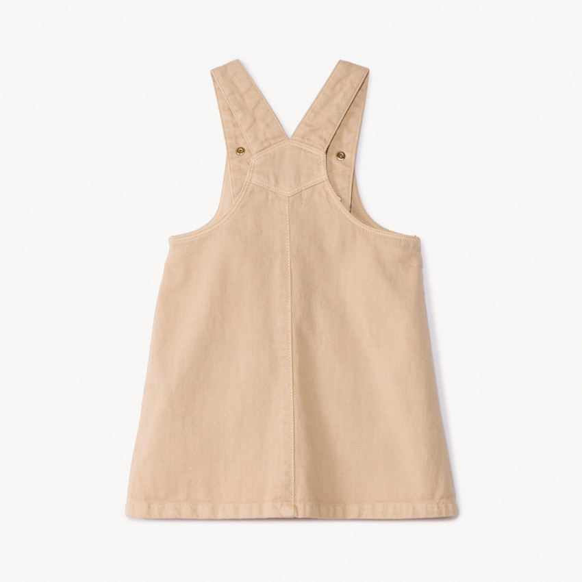 Vestido peto liso de denim con bolsillos para bebé niña 