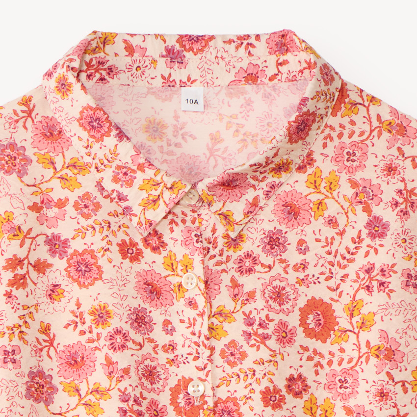 Camisa de manga corta para niña con estampado floral 