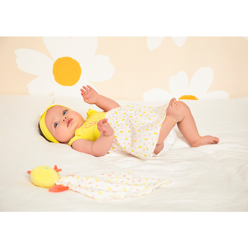 Doudou pollito terciopelo y doble gasa de algodón  Additional Doudou pollito terciopelo y doble gasa de algodón