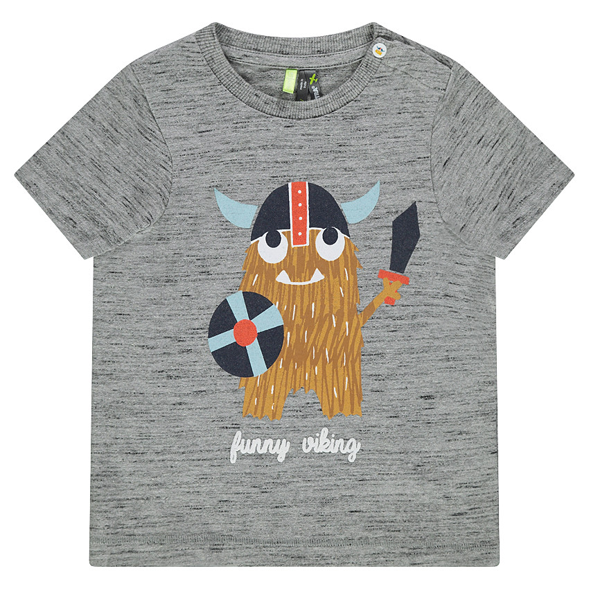 Camiseta de punto de manga corta con vikingo estampado 