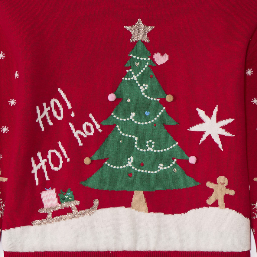 Jersey de Navidad de punto con forro de sherpa para niña 