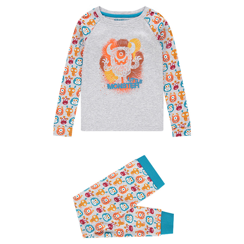Pijama de punto con estampado de monstruos 