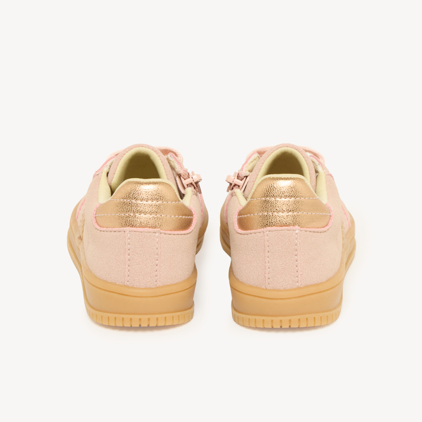 Zapatillas de niña con cremallera y cordones rosas 