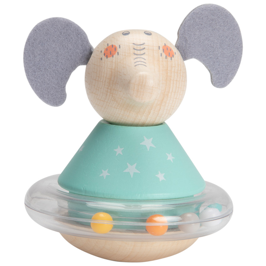 Sonajero culbuto a bolas - Elefante verde 