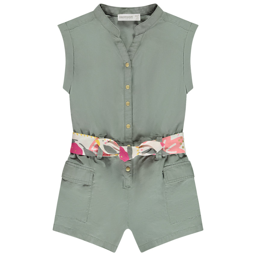 Conjunto de combishort con cinturón impreso para niña 