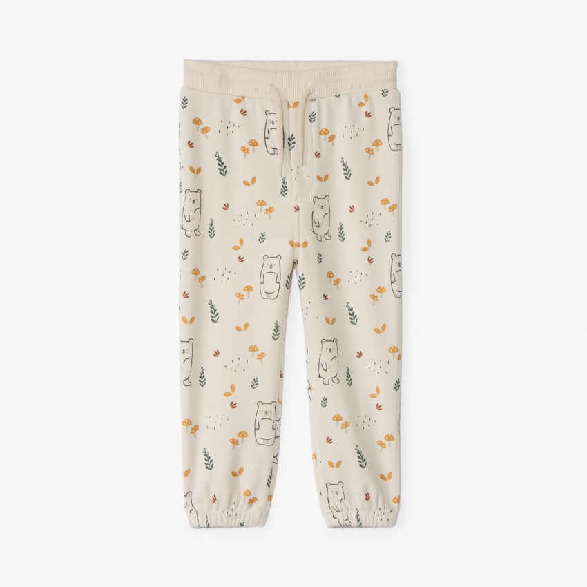 Pantalón de chándal de felpa con estampado de naturaleza para bebé niño. 