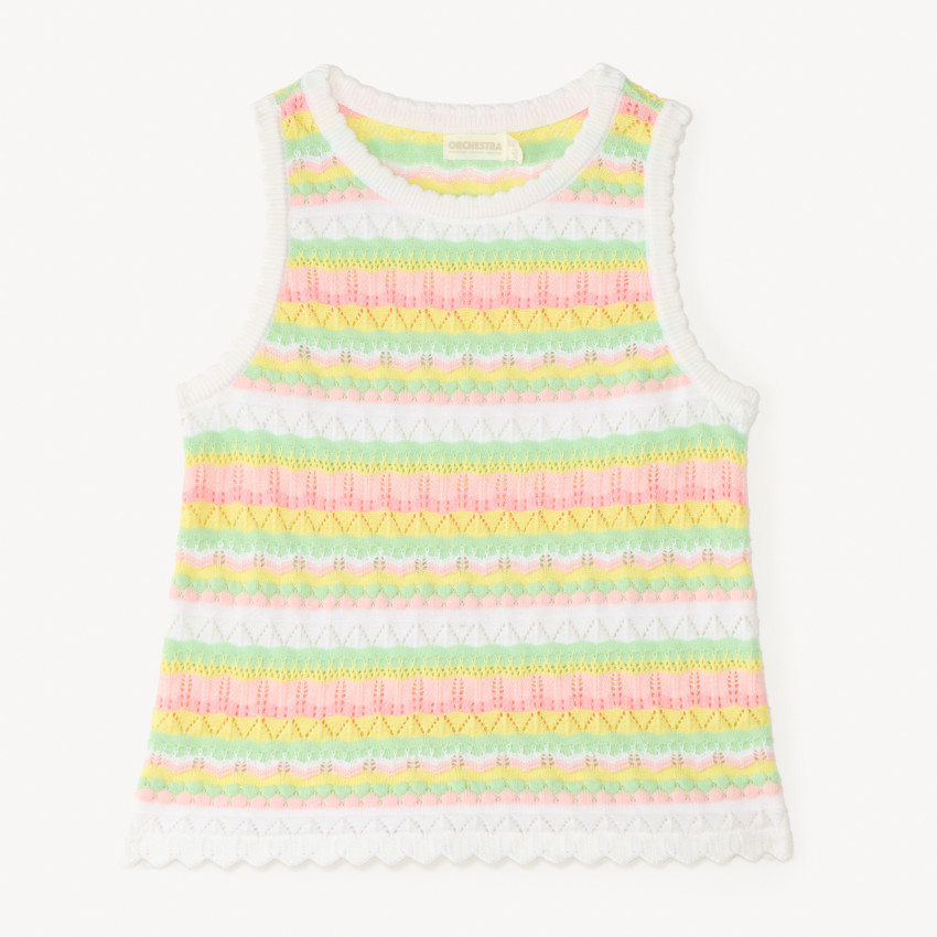 Top de punto tricotado con diseño para niña 