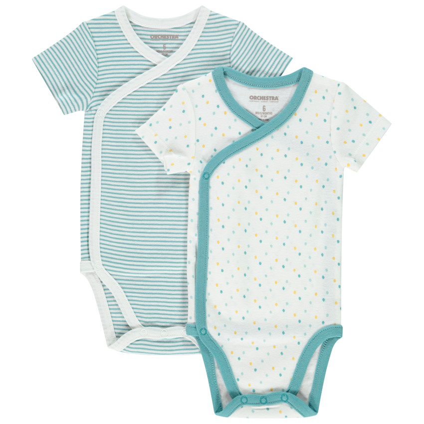 Pack de 2 bodies de algodón estampados para bebé niño 