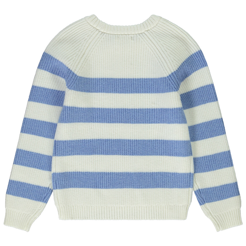 Suéter de punto rayado con mangas caladas para niña 