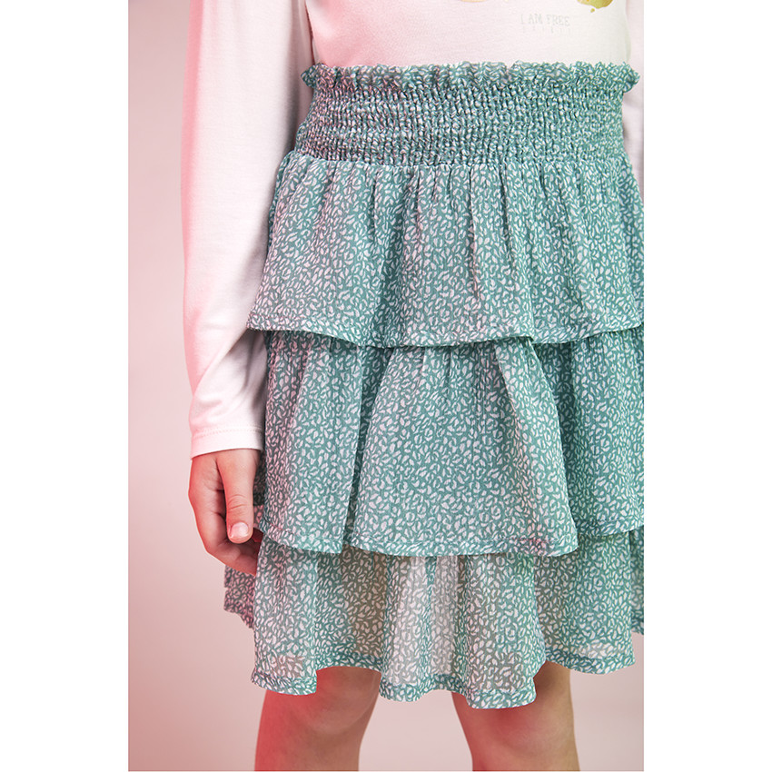 Jupe courte volontée en crépon imprimé pour fille 