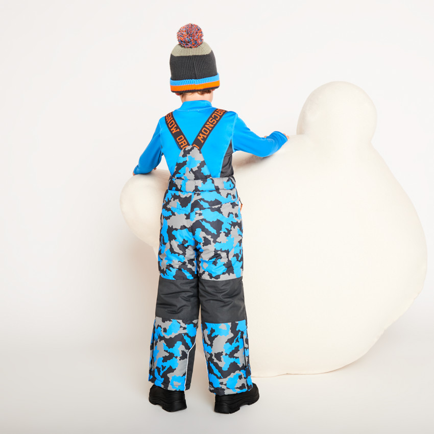 Pantalon de ski imprimé camouflage à bretelles amovibles pour garçon  