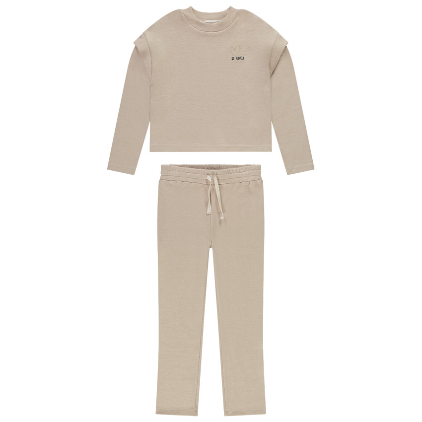 Conjunto de jogging de 2 piezas con efecto acanalado para niña 