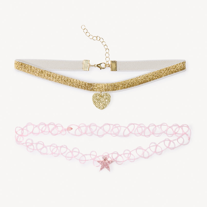 Lote de 2 collares choker de fantasía para niña 