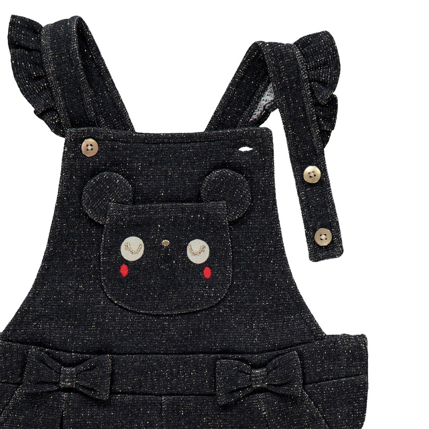 Ensemble avec t-shirt à pois et salopette en molleton 