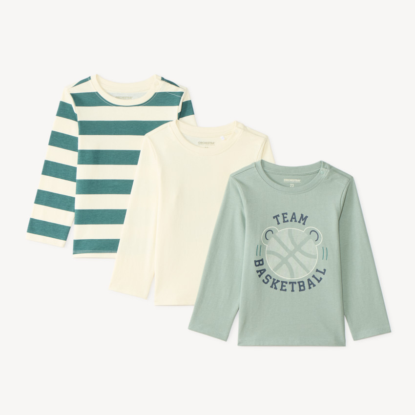 Lote de 3 camisetas de manga larga para bebé niño 