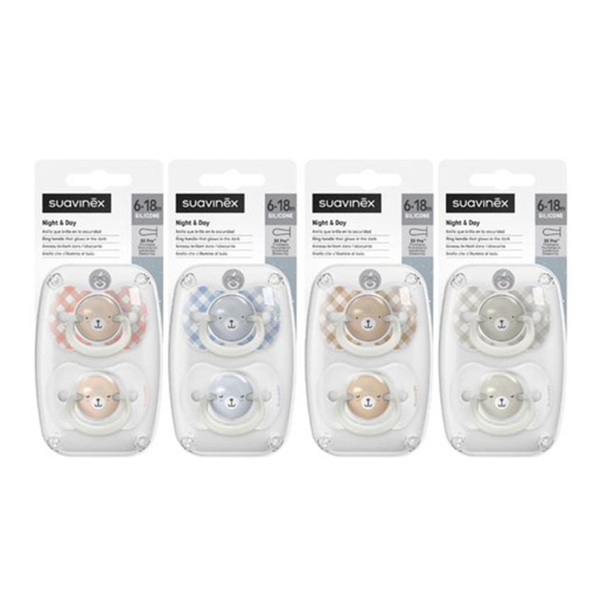 Lot de 2 sucettes 0-6m Jour & Nuit Bleu 