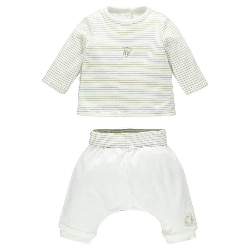 Conjunto camiseta manga larga pantalón reversible de algodón bio 