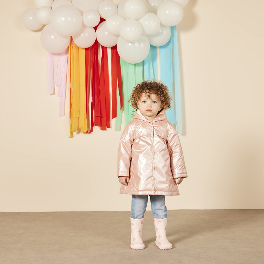 Parka goma repelente al agua efecto nacarado para bebé niña 