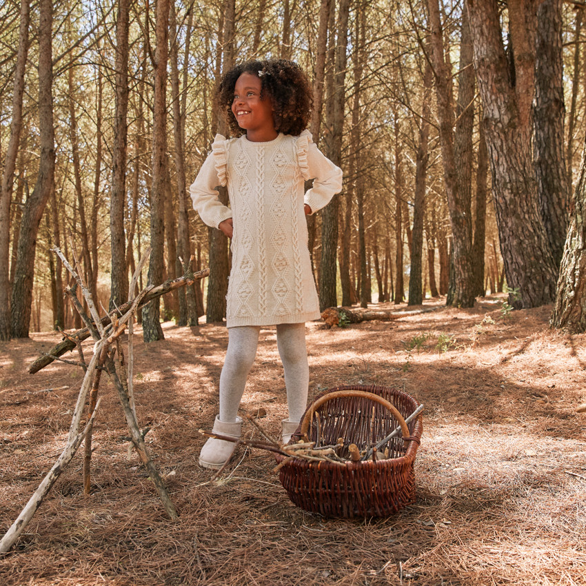 Robe manches longues en tricot uni pour fille 