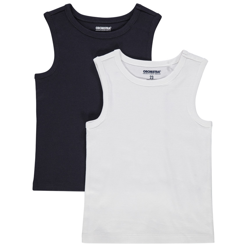 Lote de 2 camisetas sin mangas de algodón para bebé niño 