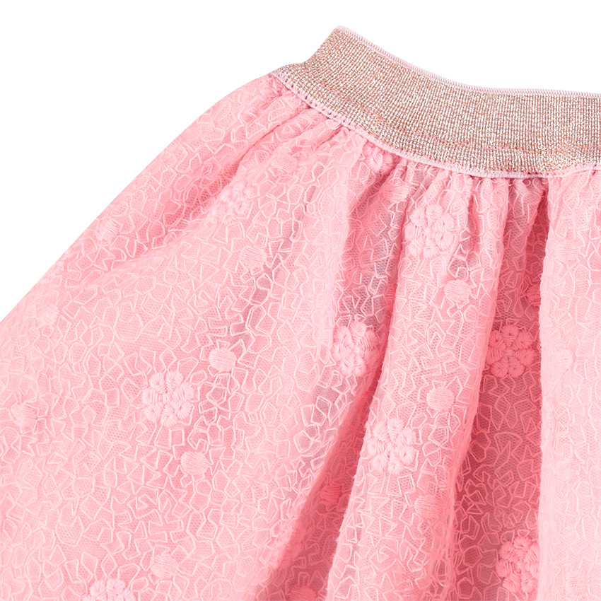 Falda de ceremonia con volantes de tul y cintura brillante 