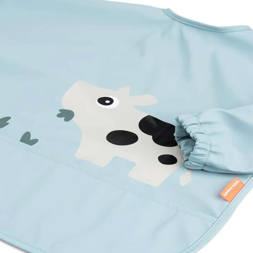 Babero impermeable con bolsillo Tiny Farm azul 