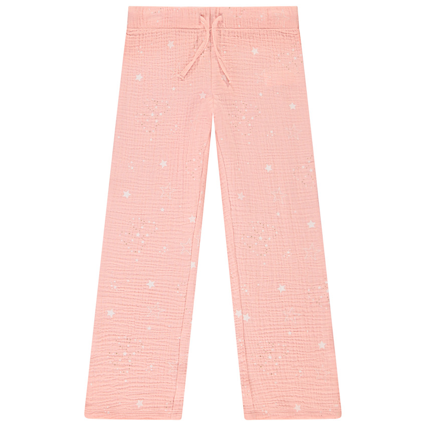Set de pijama largo bicolor con estrellas brillantes para niña 