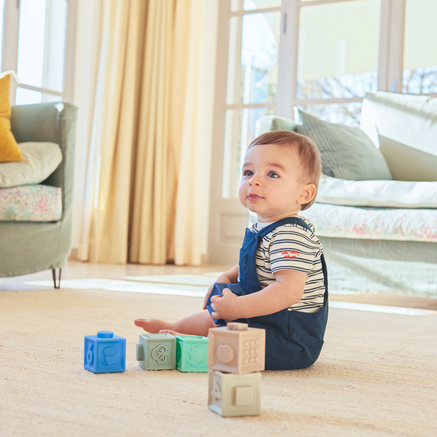 Conjunto de overoles + camiseta de rayas para bebé niño 