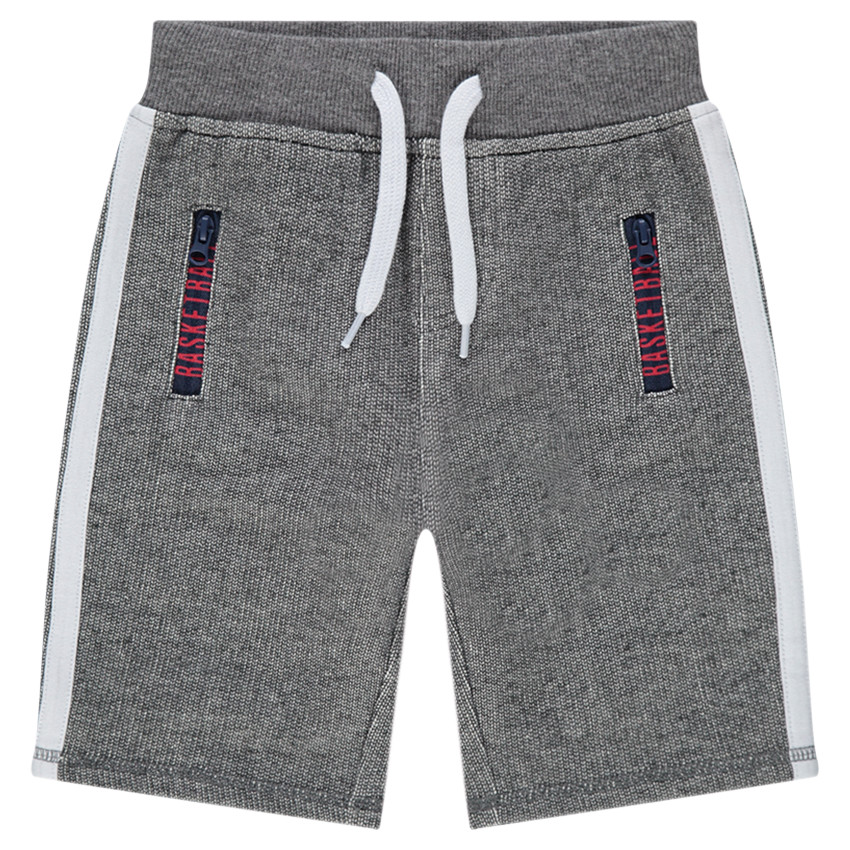 Bermudas de felpa de fantasía con bandas cosidas 