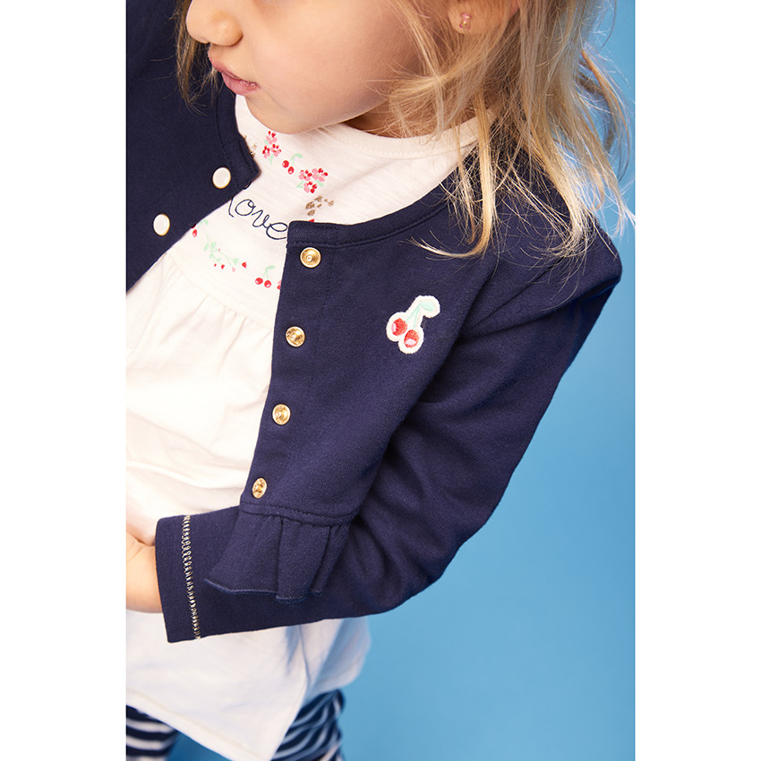 Conjunto chaleco + blusa + pantalón a rayas para bebé niña 