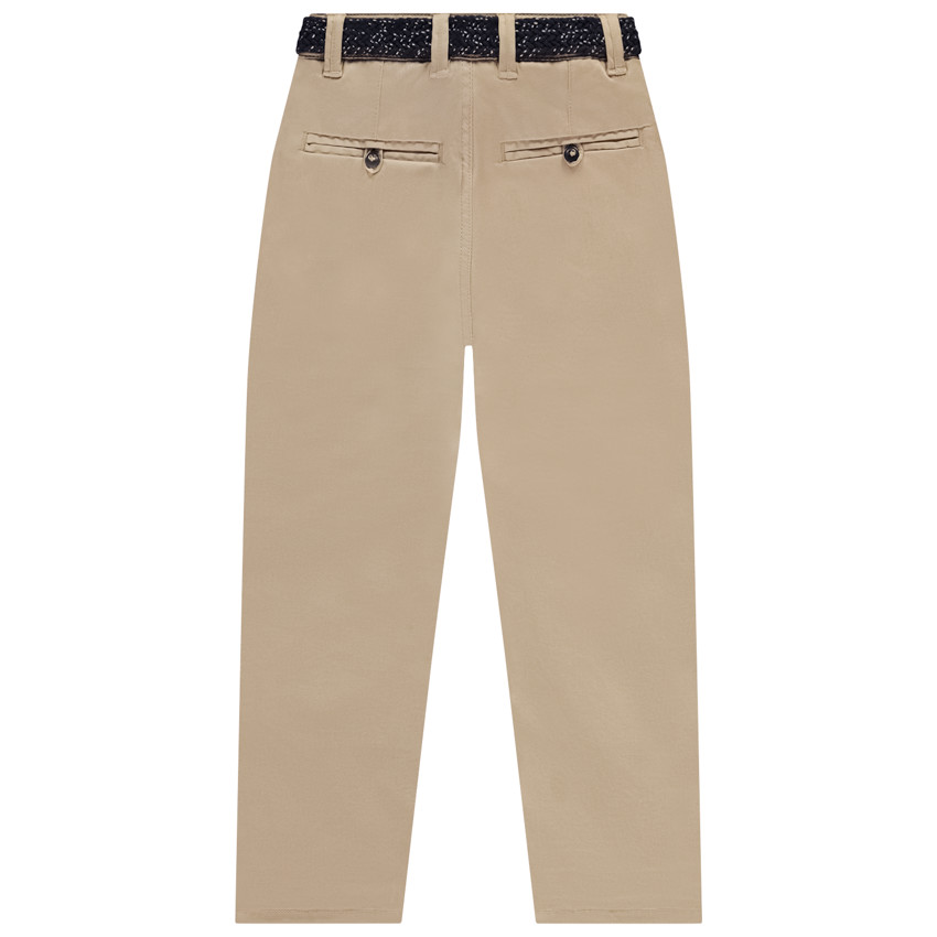Pantalón chino liso con cinturón trenzado niño 