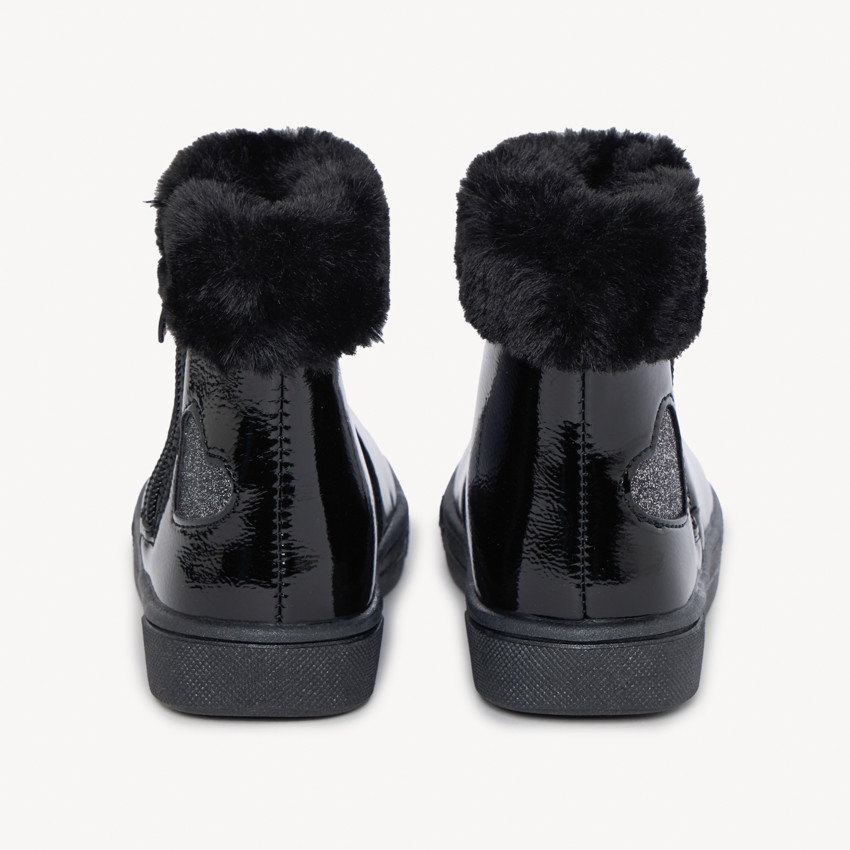 Botines de charol con cuello de piel sintética para bebé niña 