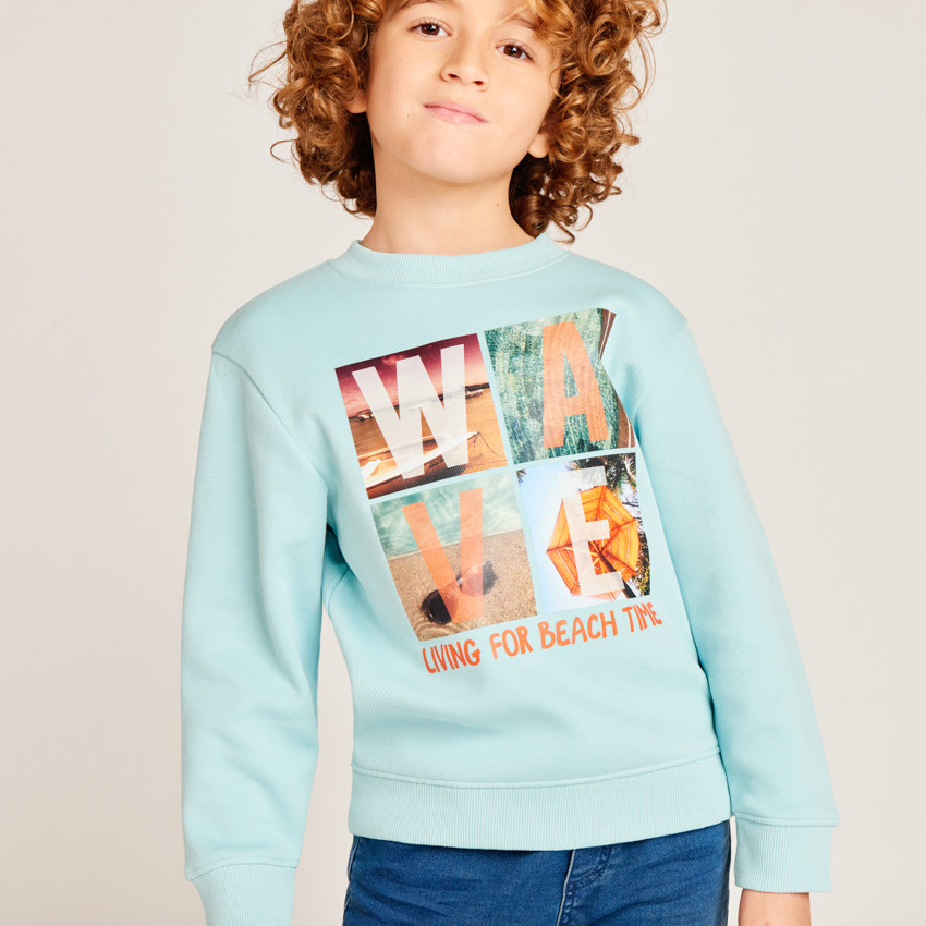 Sudadera de piqué con estampado decorativo para niño 
