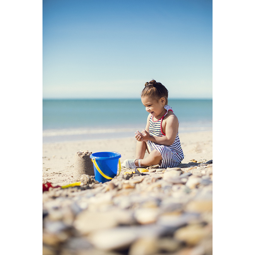 Vestido impreso con tirantes con volante para bebé niña 