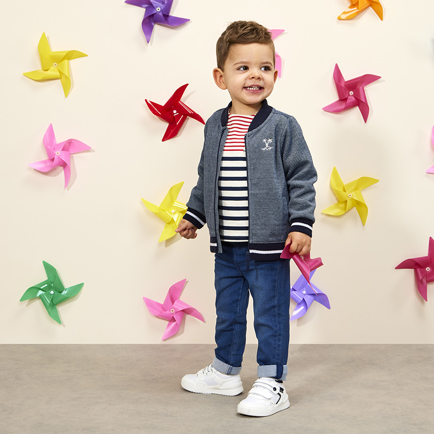 Chaleco cuello teddy de punto piqué para bebé niño 